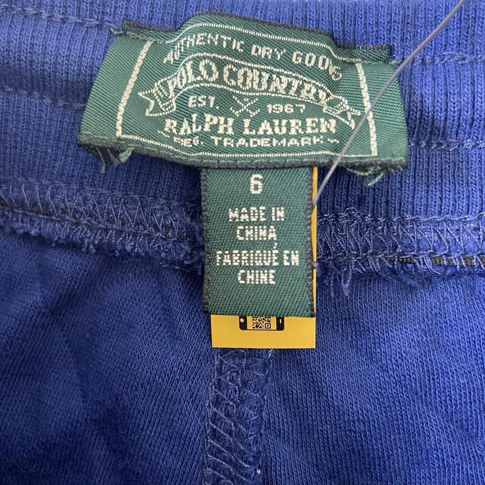 Polo Country Ralph Lauren Girl's Blue Geometric Quilted Shorts Size 6 NWT Pocket